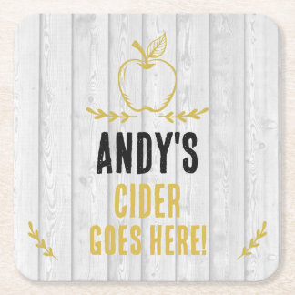 Cider Drinker Weathered Wood Effect Beer Mat Vierkante Kartonnen Onderzetter