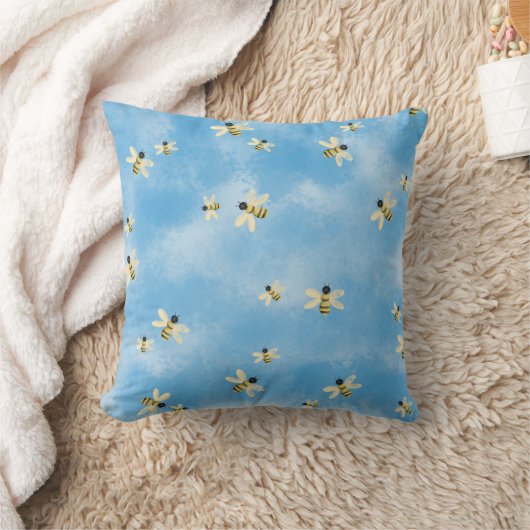 Ciel bleu Abeilles Jeter Coussin (Couverture)