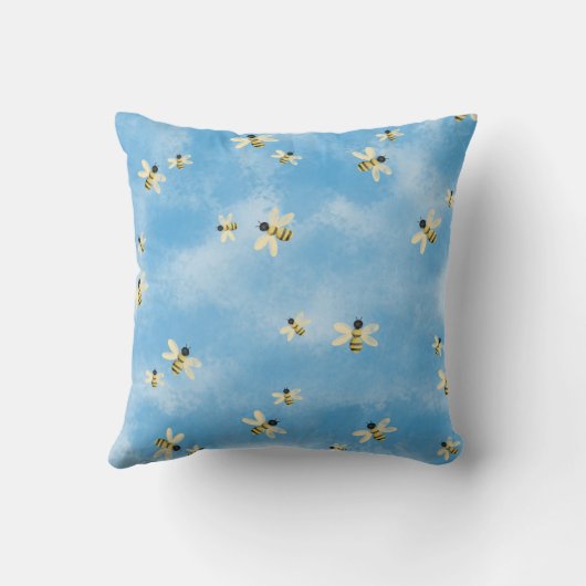 Ciel bleu Abeilles Jeter Coussin (Verso)
