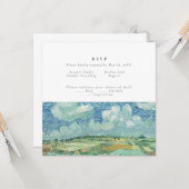 Ciel bleu avec carte RVSP mariage de champ vert (Devant/Arrière en situation)