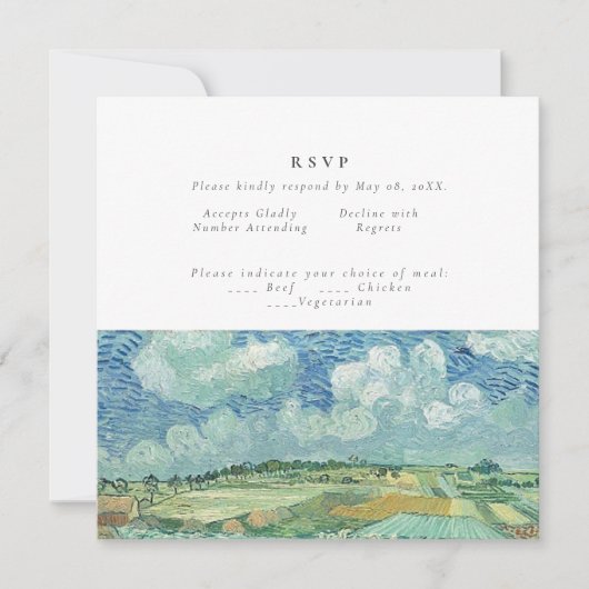 Ciel bleu avec carte RVSP mariage de champ vert (Devant)