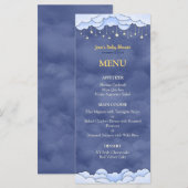 Ciel bleu avec étoiles pendantes Menu plat Baby sh (Devant / Derrière)
