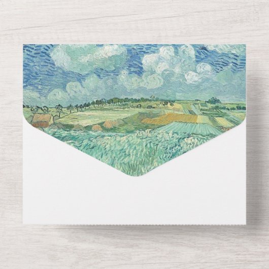 Ciel bleu avec faire-part de mariage de champ vert (Verso)