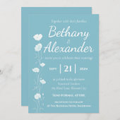 Ciel bleu avec Faire-part de mariage de fleurs bla (Devant / Derrière)