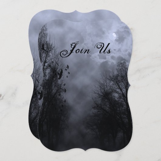 Ciel bleu avec Ravens Custom Halloween Invitations (Devant / Derrière)