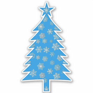 Ciel bleu avec Snowflakes Sticker Arbre de Noël