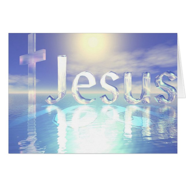 Ciel bleu de Jésus avec la croix en verre (Devant horizontal)