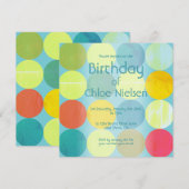 Ciel bleu et cercles colorés Invitation d'annivers (Devant / Derrière)