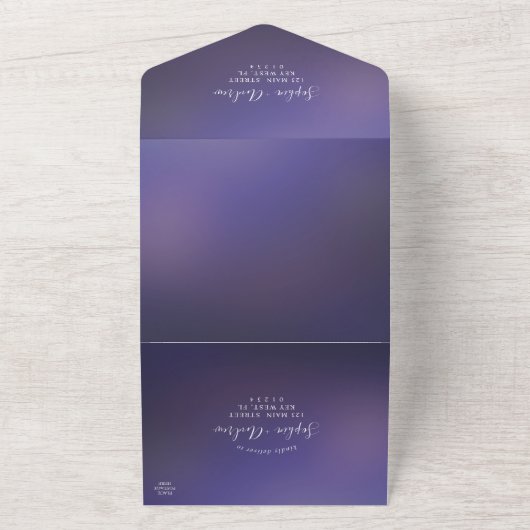 Ciel bleu et or tout en un Faire-part de mariage (Dehors)