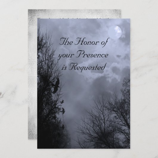 Ciel bleu hanté avec Faire-part de mariage Ravens (Devant / Derrière)