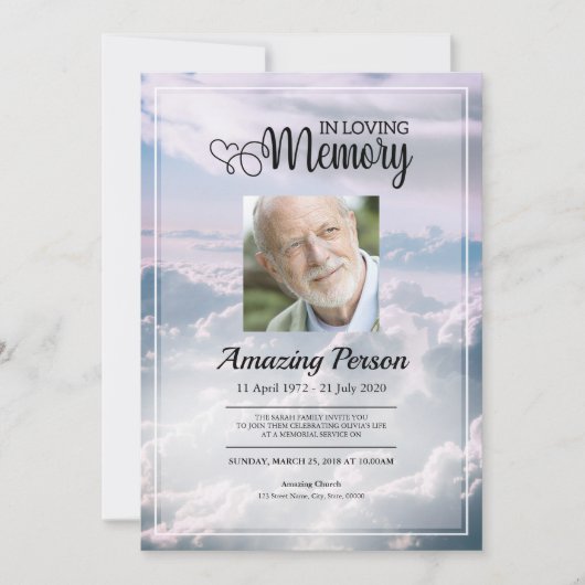 Ciel Céleste Ordre funéraire Invitation (Devant)