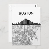 Ciel de Boston Massachusetts avec carte (Devant / Derrière)