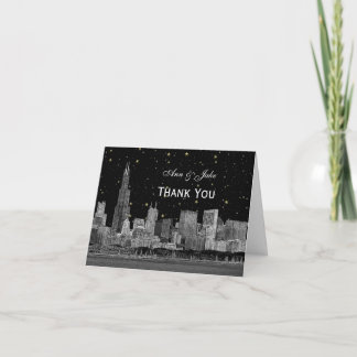 Ciel de Chicago Gravé Étoilé Fond Merci DIY