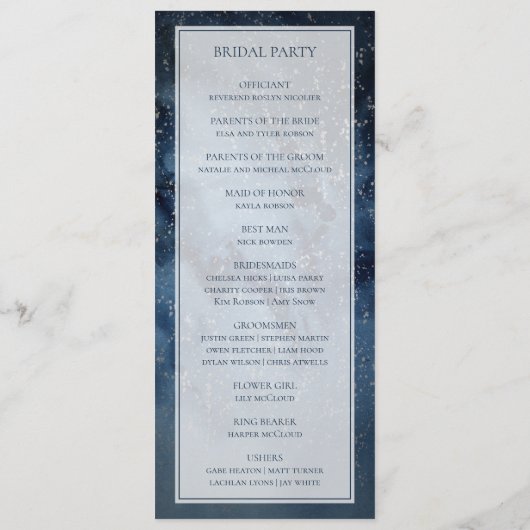 Ciel de nuit céleste avec programme de mariage cad (Dos)