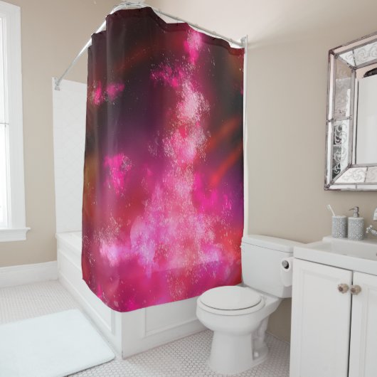 Ciel de nuit Pink Flare Douche rideau (En situation)
