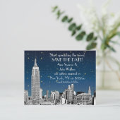 Ciel de NYC 01 Étoiles Bleues Gravées Carte de Rem (Debout devant)