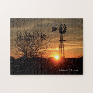 Ciel d'or du Kansas avec le puzzle de silhouette