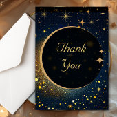 Ciel étoilé bleu de minuit Lune Mariage Merci Y