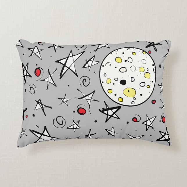 "Ciel étoilé" Gris avec Coussin d'accent lune (Devant)