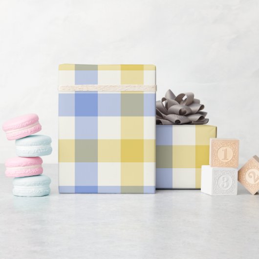 Ciel Gingham - Papier cadeau (Baby Shower)