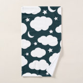 Ciel nocturne avec lune, étoiles et nuages (Serviette à main)