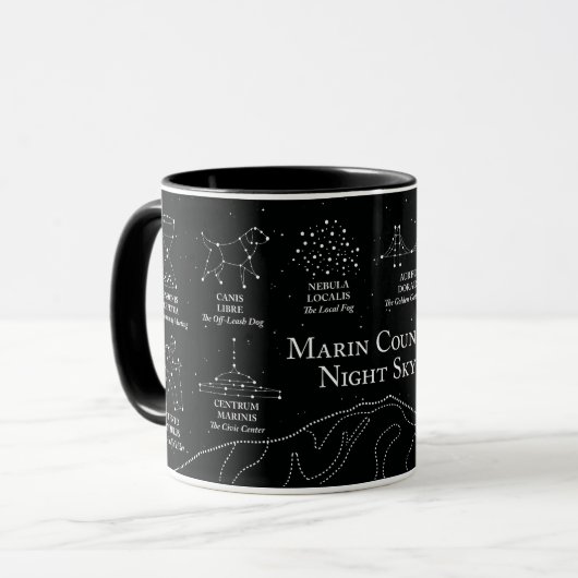 Ciel nocturne du comté de Marin mug 11 oz noir (Devant gauche)