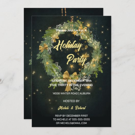 Ciel nocturne et couronne Fête Invitation (Devant / Derrière)