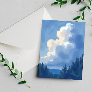 Ciel nuageux Carte de peinture à l'aquarelle de