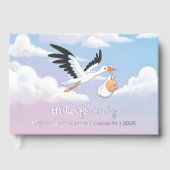Ciel nuageux Faire-part de naissance cigogne en fe (Recto)