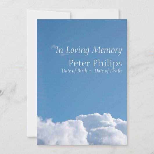 Ciel pacifique 1 Invitation à Faire-part funéraire (Devant)