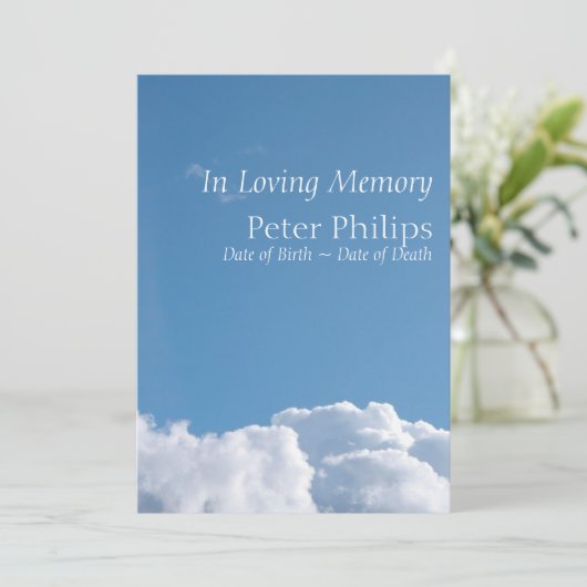 Ciel pacifique 1 Invitation à Faire-part funéraire (Debout devant)