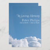 Ciel pacifique 1 Invitation à Faire-part funéraire (Devant / Derrière)