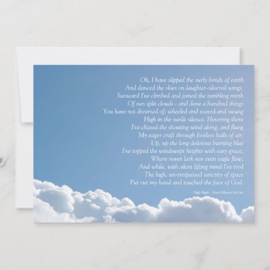 Ciel paisible 2 avec poème Faire-part funéraire (Dos)