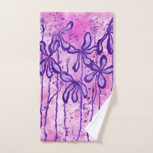 Ciel rose Lilies encrées (Serviette à main)