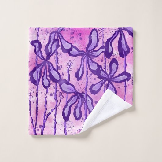 Ciel rose Lilies encrées (Gant de toilette)