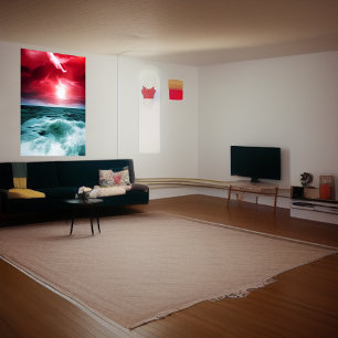 Ciel rouge à la mer   AI Art Poster
