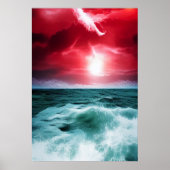 Ciel rouge à la mer | AI Art Poster (Devant)