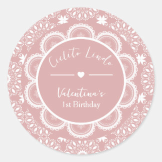 Cielito Lindo 1e verjaardag Roze Ronde Sticker