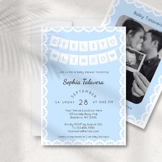 Cielito Lindo Baby shower bleu Invitation