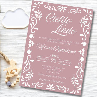 Cielito Lindo Baby shower Invitation, Dusty Pink Kaart