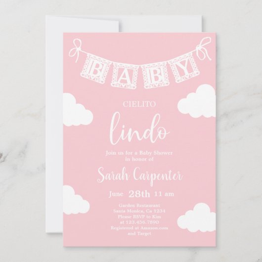 Cielito Lindo Baby shower Meisje Kaart (Voorkant)