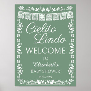 Cielito Lindo Baby Shower Sage Green Welkom Poster