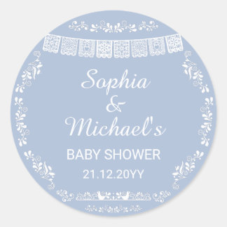 Cielito Lindo Blauwe Papel Picado Baby Shower Ronde Sticker