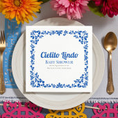 Cielito Lindo Blue Talavera Floral Baby Shower Servet