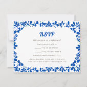 Cielito Lindo Bold Blue Geometric RSVP Card (Devant)