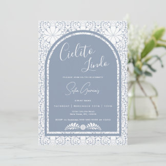 Cielito Lindo Mexican Folk Art Blue Invitation Feestdagenkaart