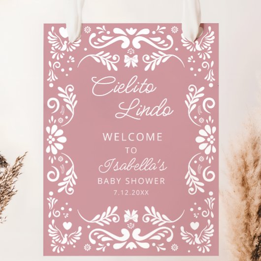 Cielito Lindo Mexican Pink Baby shower Welkom Poster