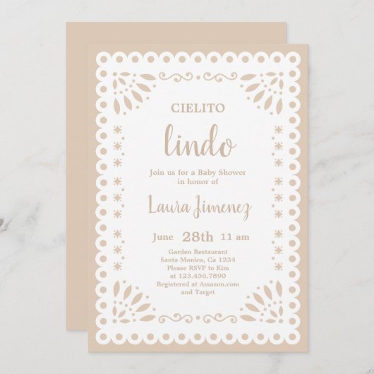 Cielito Lindo Papel Picado Baby shower Neutral Kaart (Voorkant / Achterkant)