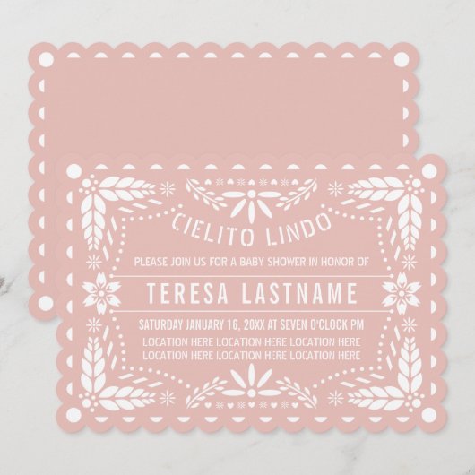 Cielito Lindo roos gouden papel picado baby shower Kaart (Voorkant / Achterkant)