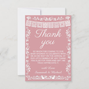 Cielito Lindo Roze Papel Picado Baby Shower Bedankkaart